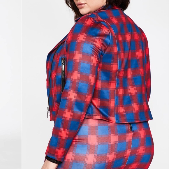 NWOT Pretty Plaid Action Moto Jacket - Picture 3 of 6